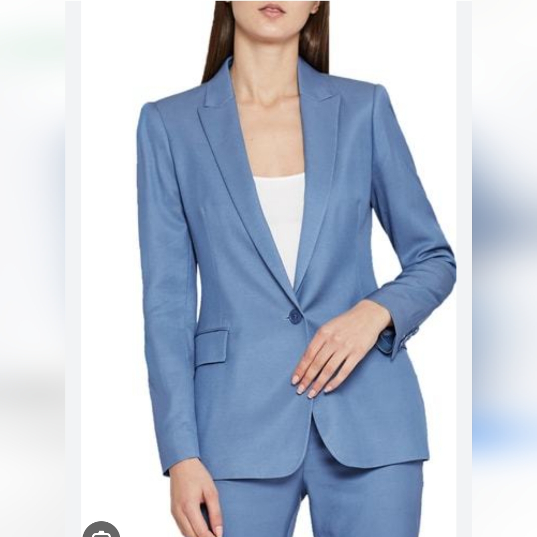 New!Reiss Etta Slim Fit Blazer Blue Wool/Viscose Blend Y2k Minimalist Trendy